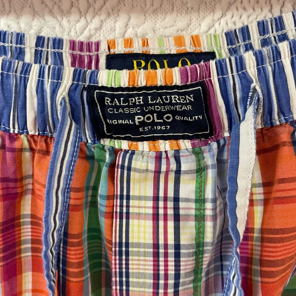 Polo Ralph Lauren Mens Medium Madras Plaid Pajama Pants Multicolor Cotton Sleep